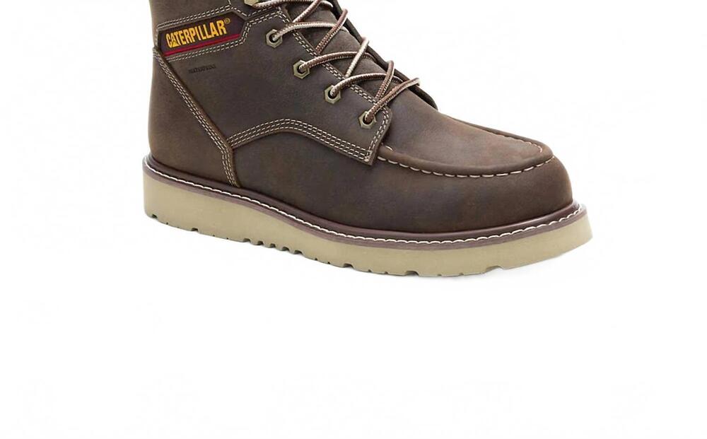 NEW CAT FOOTWEAR men's reclaimer wedge waterproof steel toe work boot in coffee